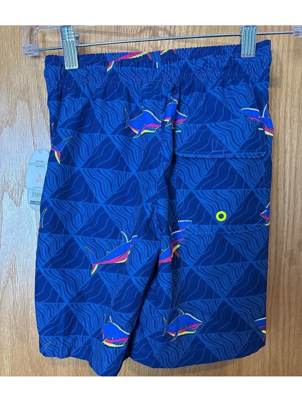 Wonder Nation Boys' Quick Dry Swim Trunks with Shark Print, Size S (6-7)